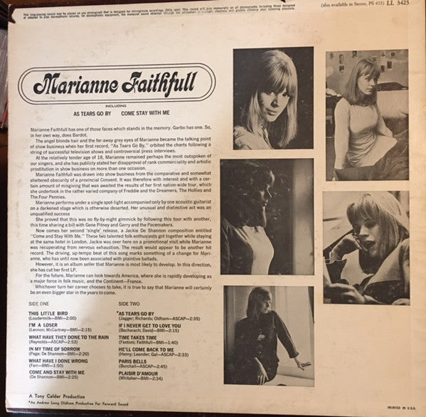 Marianne Faithfull : Marianne Faithfull (LP, Album, Mono, All)